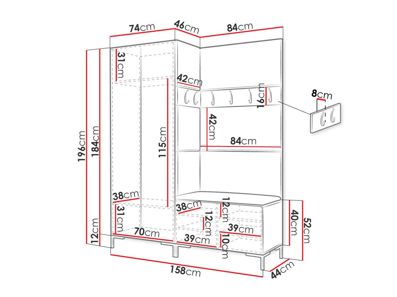 Entrésæt Tivsoa 100 (Sort)