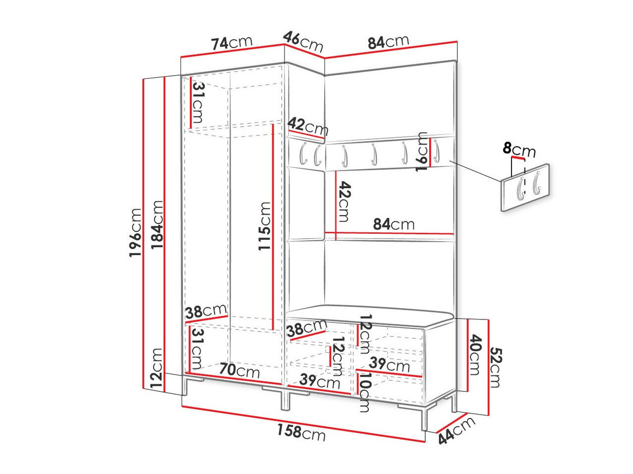 Entrésæt Tivsoa 100 (Craft egetræ)