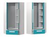 Hoekkledingkast Merevari 103 (Wit + Glans Turquoise)