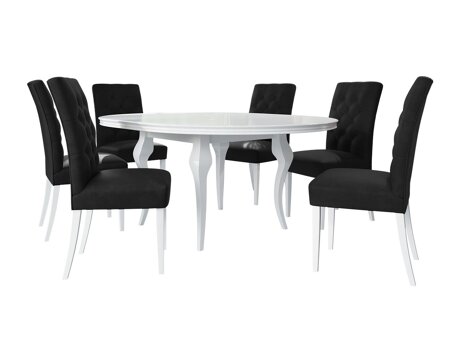 Eetkamerset Racine 129 (Glanzend wit + Magic Velvet 2219)