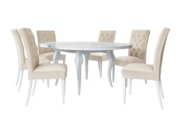 Eetkamerset Racine 129 (Glanzend wit + Magic Velvet 2250)