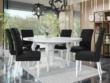Eetkamerset Racine 138 (Glanzend wit + Magic Velvet 2219)