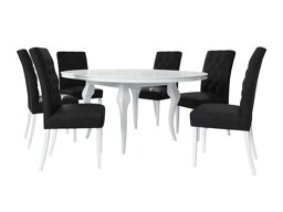 Eetkamerset Racine 138 (Glanzend wit + Magic Velvet 2219)