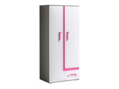 Garderobeskab Levtala 101 (Antracit + Hvid + Lyserød)