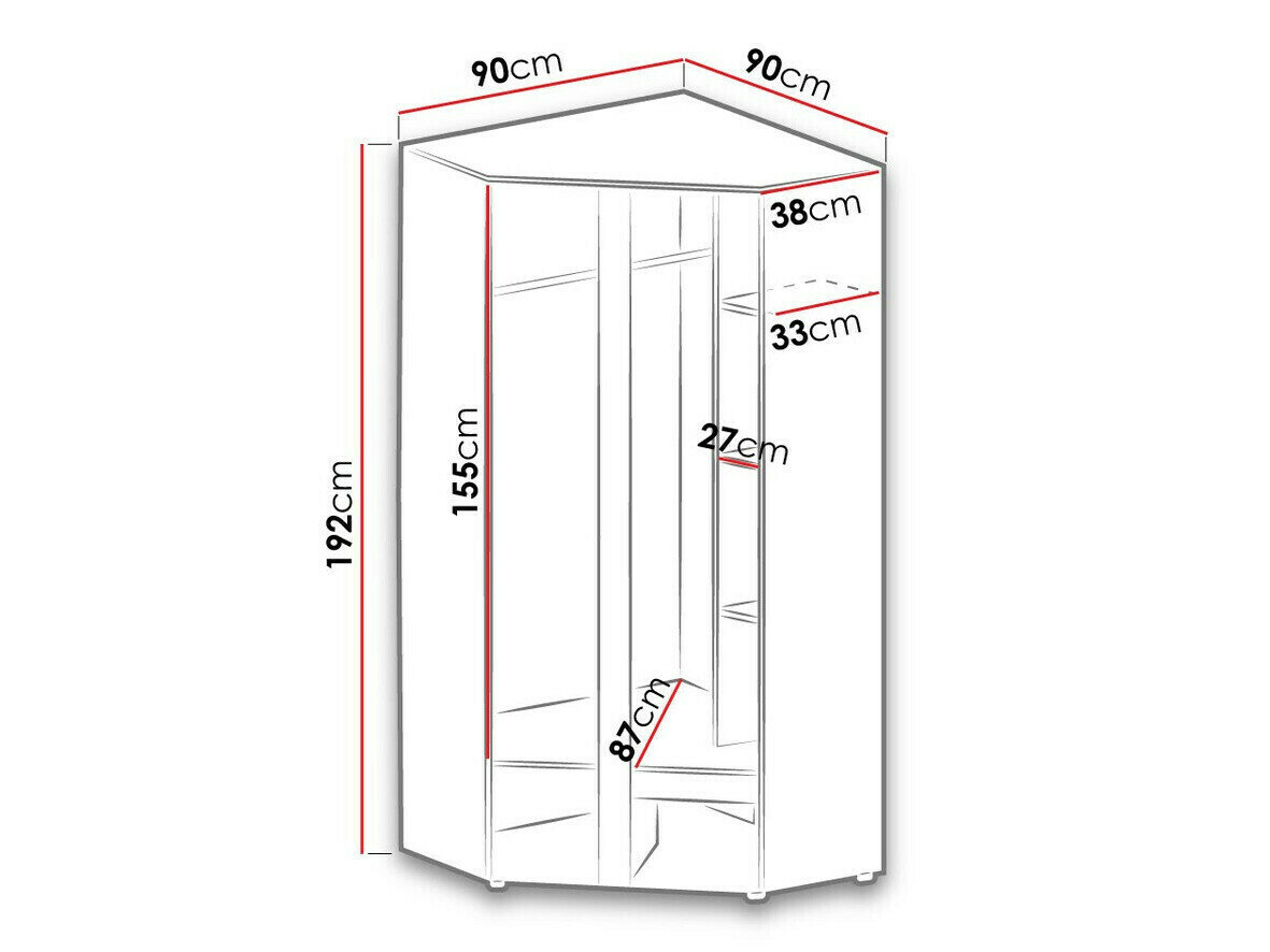 Hjørnegarderob Levtala 102 (Antracit + Hvid)