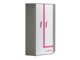 Hoekkledingkast Levtala 102 (Antraciet + Wit + Roze)