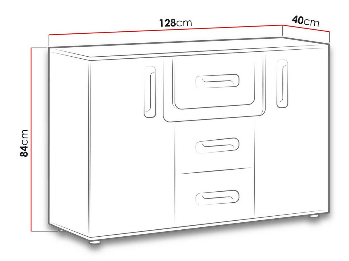 Kommode Levtala 107 (Antracit + Hvid + Turkis)