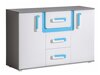 Ladekast Levtala 107 (Antraciet + Wit + Turquoise)