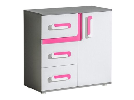 Kommode Levtala 108 (Antracit + Hvid + Lyserød)