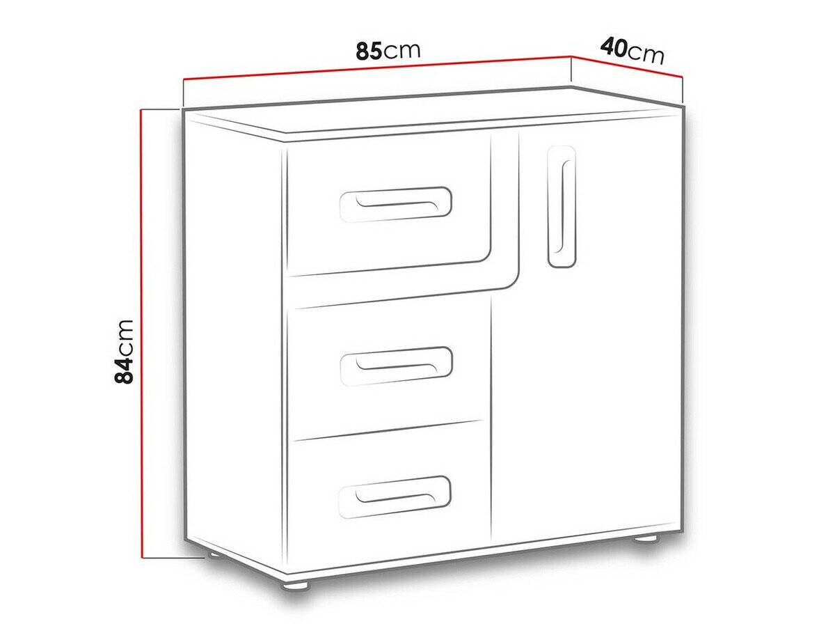 Kommode Levtala 108 (Antracit + Hvid + Lyserød)