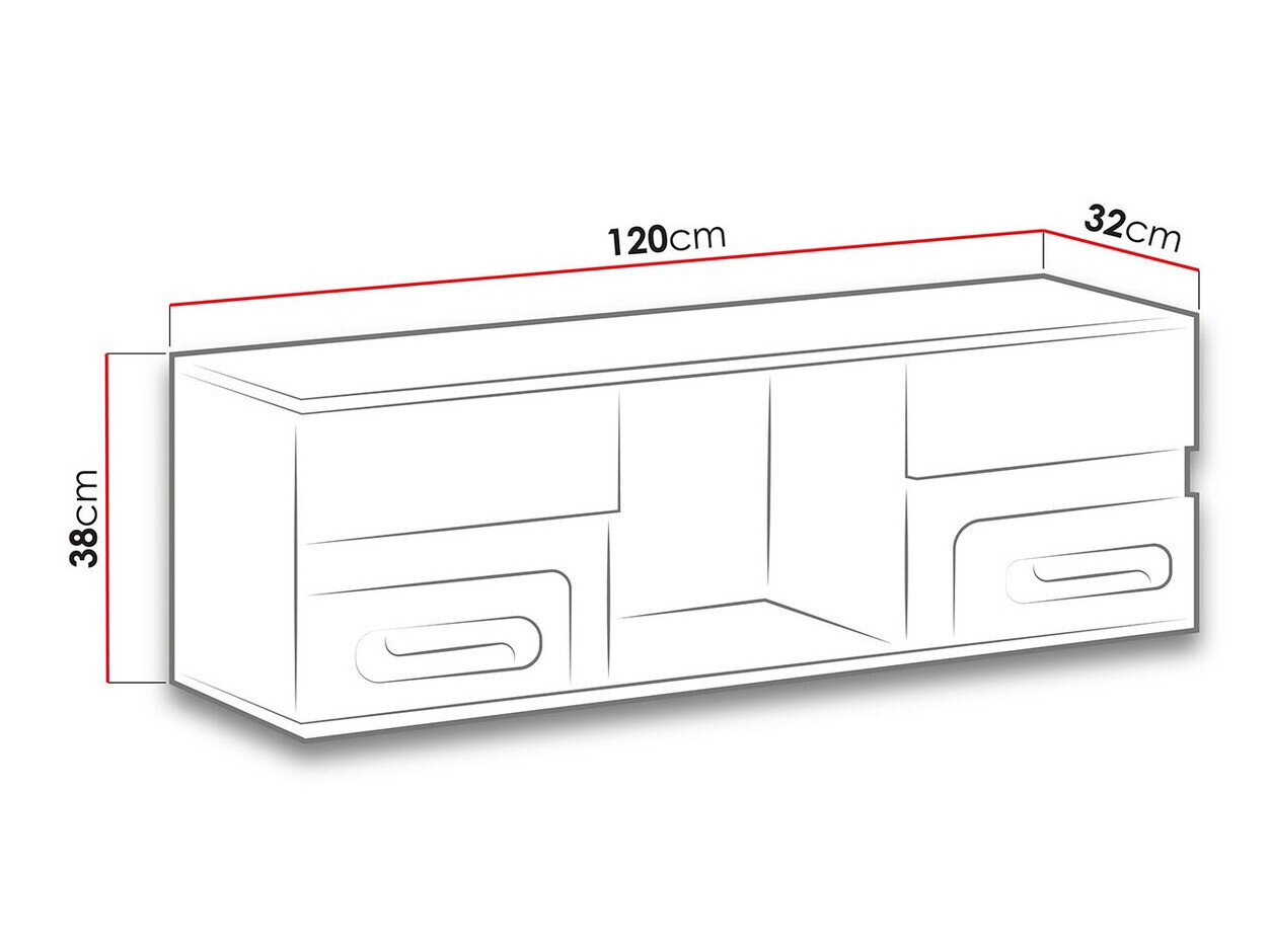 Wandplank Levtala 110 (Antraciet + Wit + Roze)