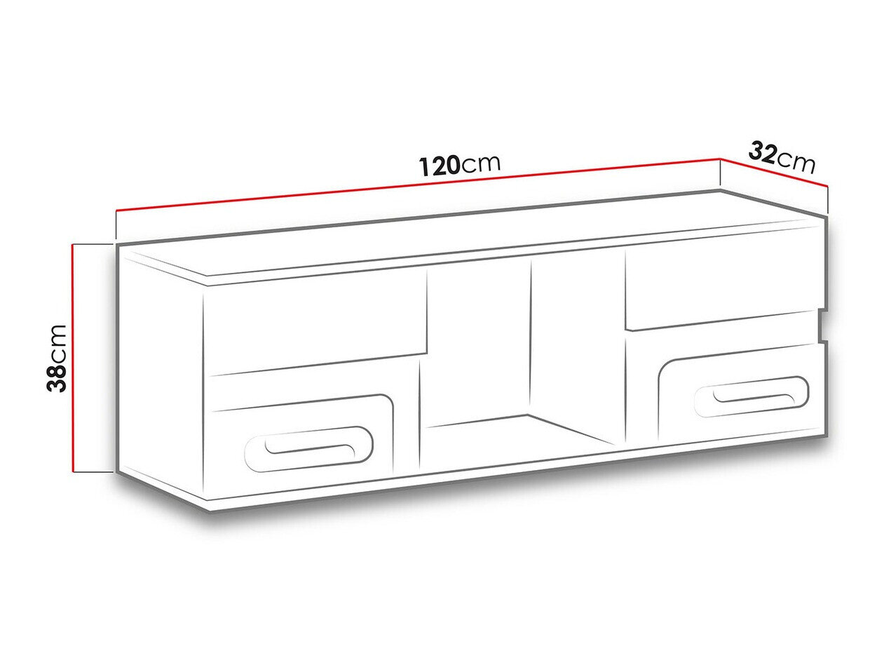 Wandplank Levtala 110 (Antraciet + Wit + Turquoise)