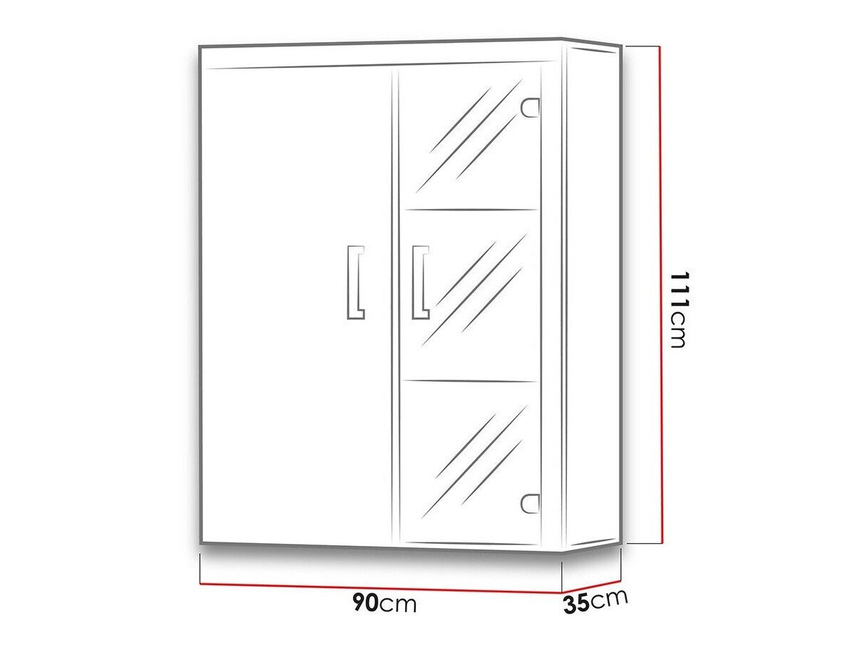 Wandkast Odebeli 101 (Wit + Glanzend zwart)