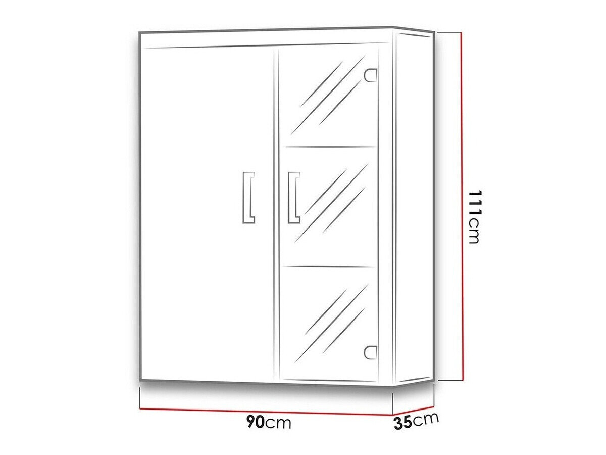 Wandkast Odebeli 101 (Wit + Glanzend zwart)