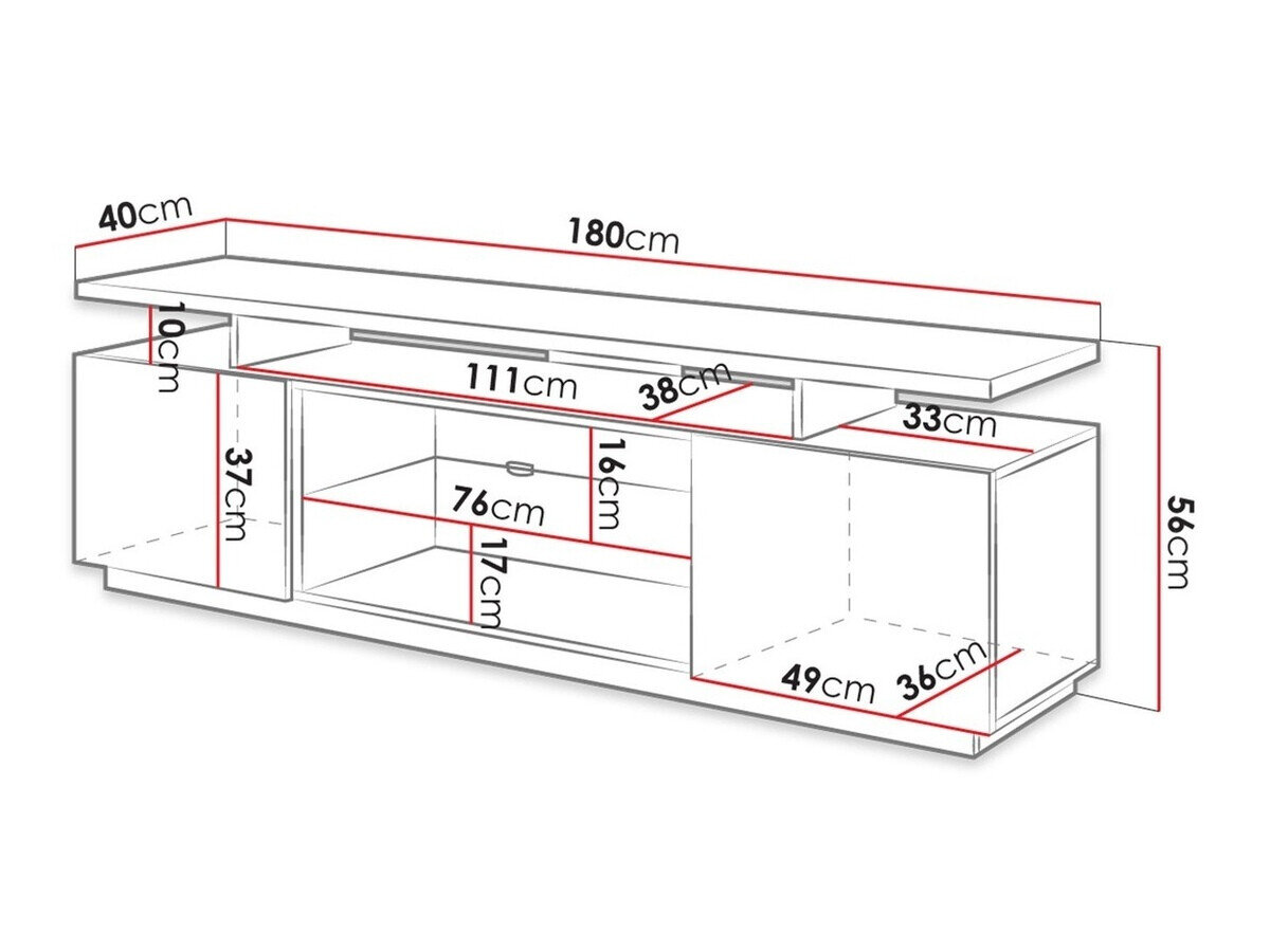 TV-bord Charlotte 138 (Hvid + Glansfuld hvid)