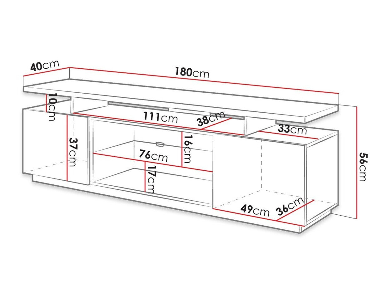 TV-bord Figura (Hvid + Glansfuld hvid)