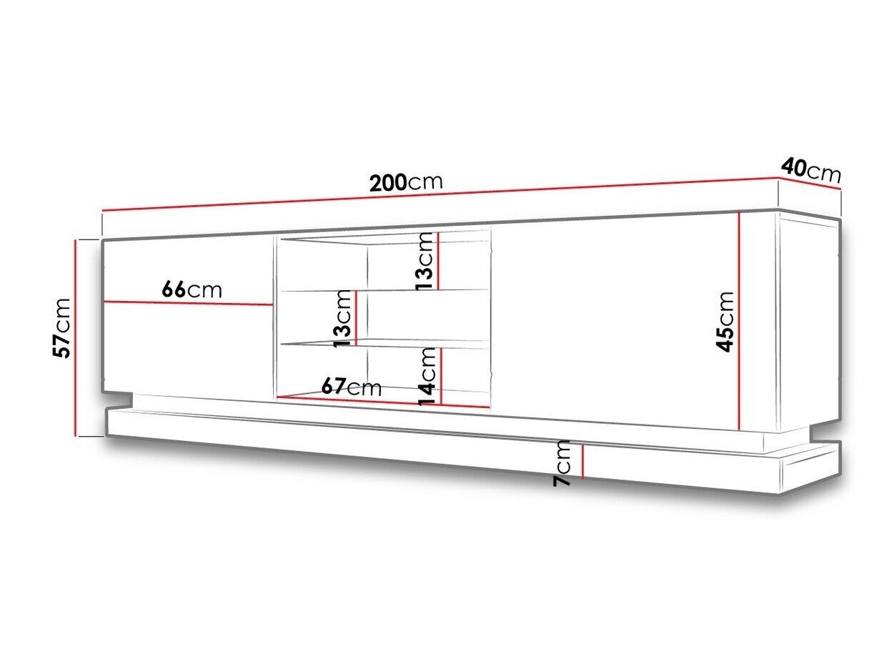 TV-bord Linar I (Hvid + Glansfuld hvid)