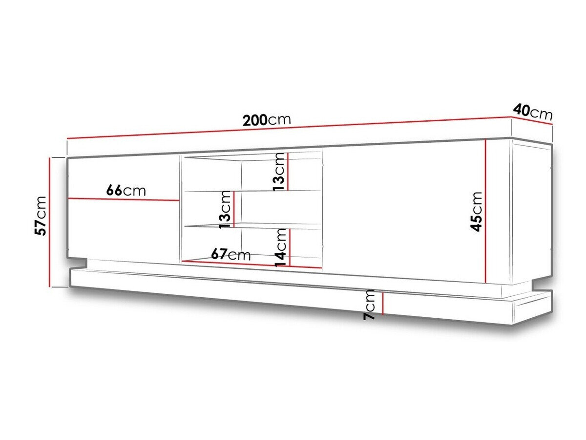 TV-bord Linar I (Hvid + Glansfuld hvid)
