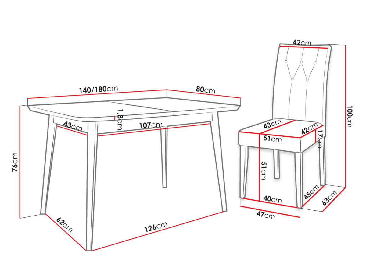 Jedilniški komplet Racine 144 (Bela + Magic Velvet 2250)