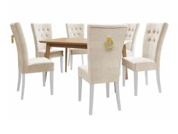 Salle à manger complète Racine 144 (Blanc + Magic Velvet 2250)