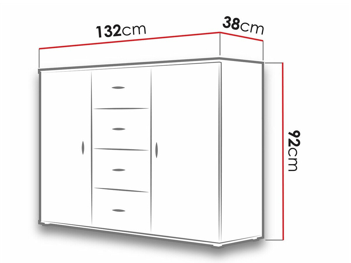 Ladekast Charlotte 118 (Lefkas eik + Zwart)