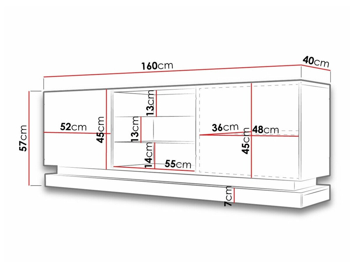 TV-meubel Linar (Zwart + Glanzend zwart)