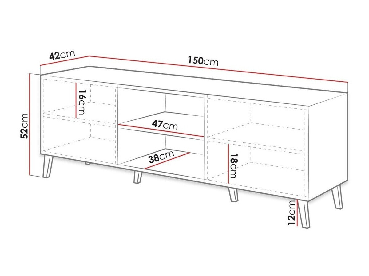 TV-bord Charlotte 144 (Grafit + Glansfuld grafit)