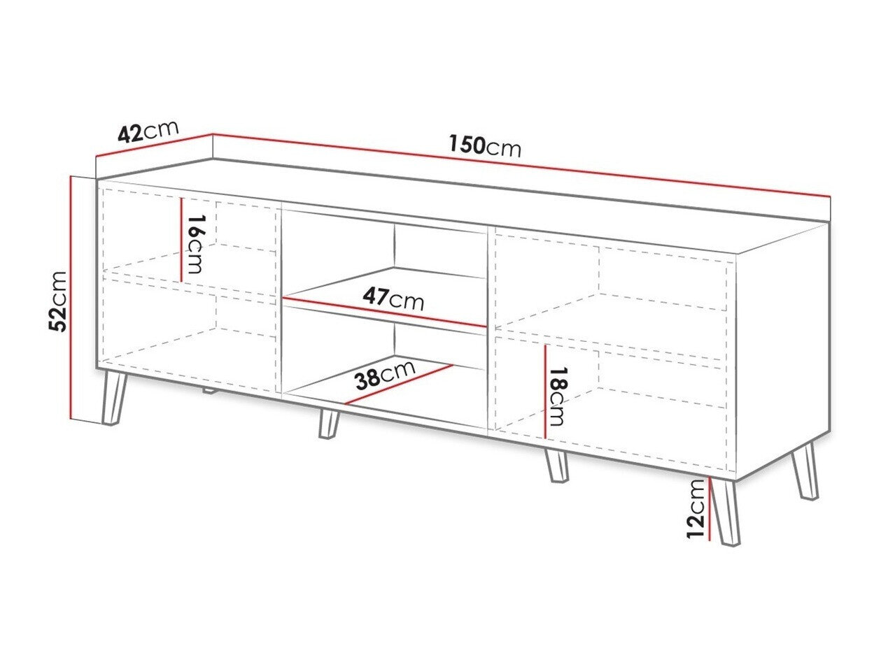 TV-bord Charlotte 144 (Hvid + Glansfuld hvid)