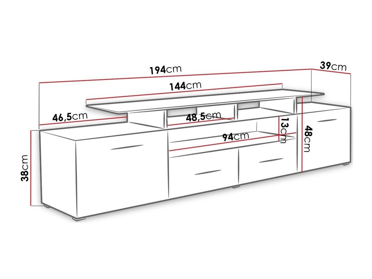 TV-meubel Charlotte 117 (Wit + Glanzend wit)