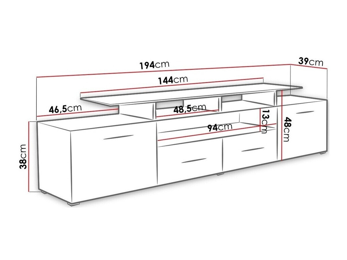 TV-meubel Charlotte 117 (Wit + Glanzend wit)
