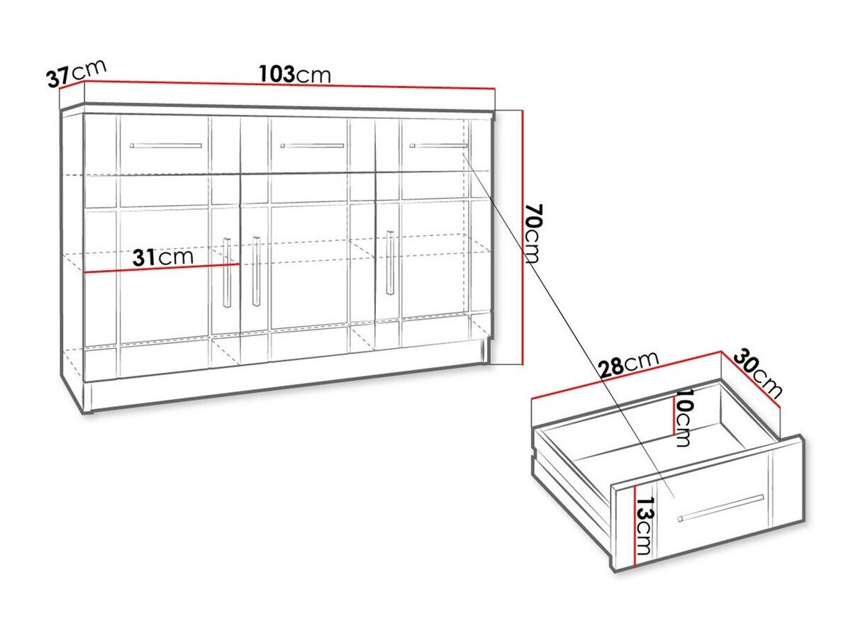Kommode Tucson 145 (Sonoma eg + Hvid)