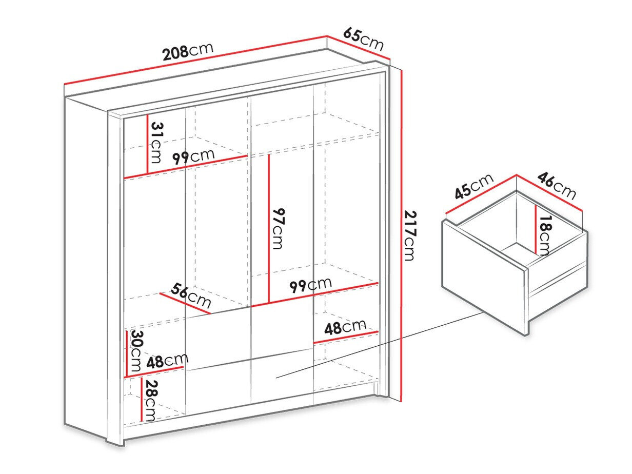 Garderobeskab Honolulu 139 (Hvid)