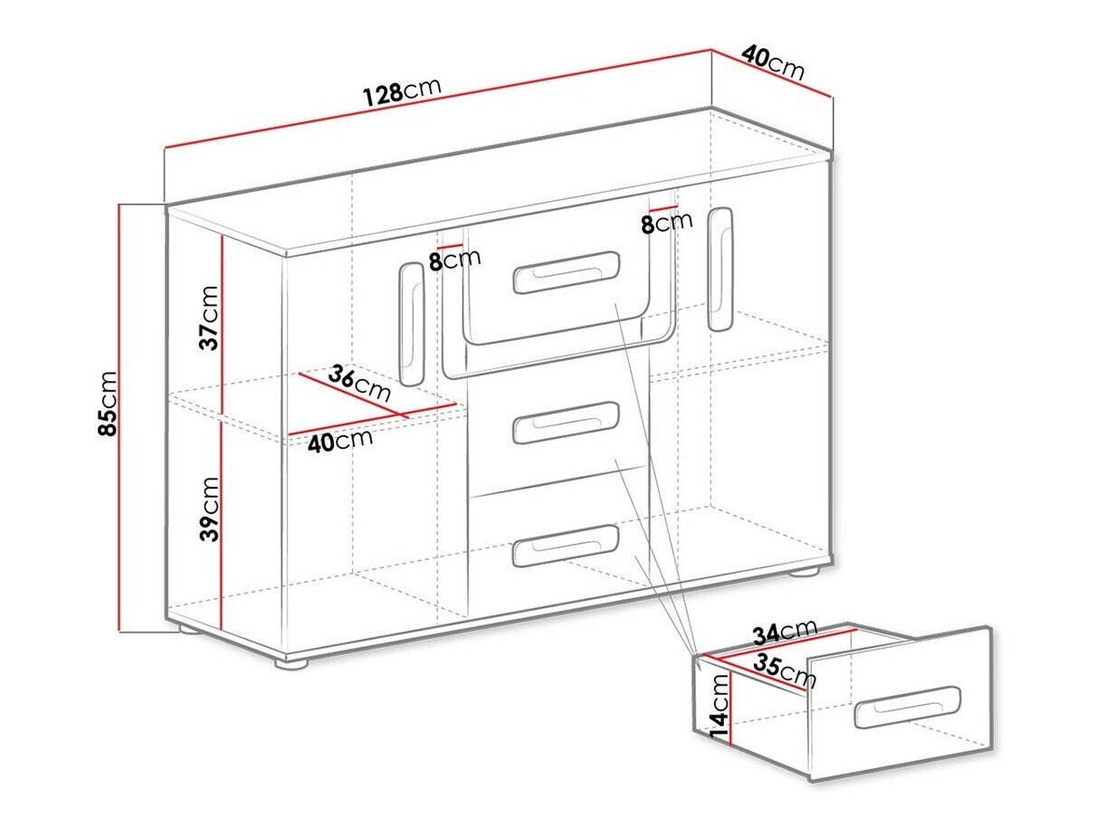 Kommode Aviseve 102 (Antracit + Hvid)