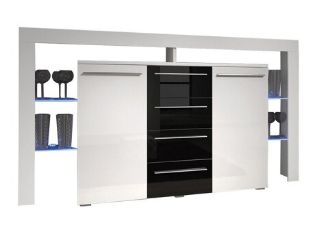 Kommode Nashville 106 (Hvid + Blank sort)