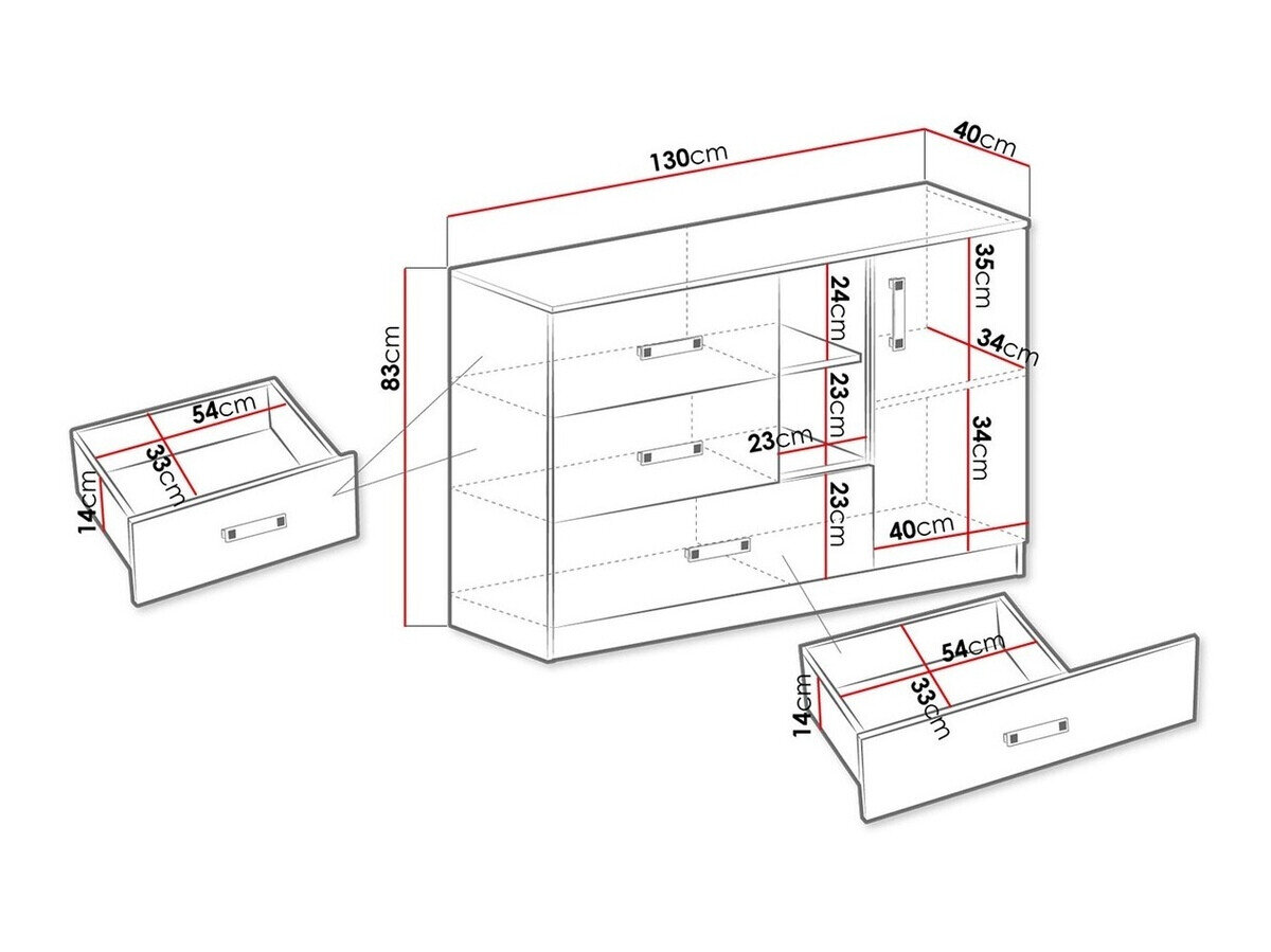 Kommode Sorviru 101 (Hvid + Lyserød)