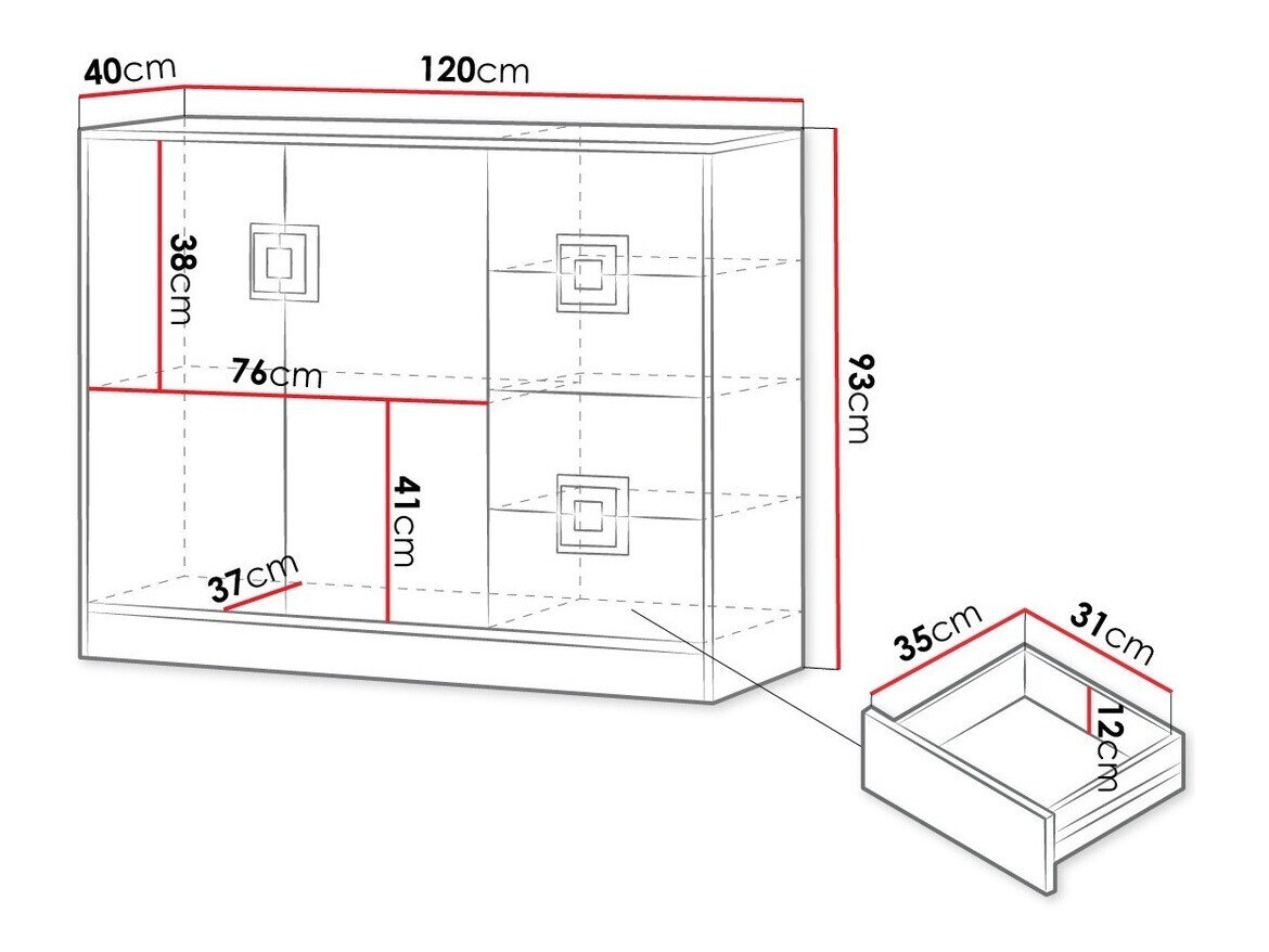 Kommode Tolfere 100 (Lys eg + Hvid + Turkis)