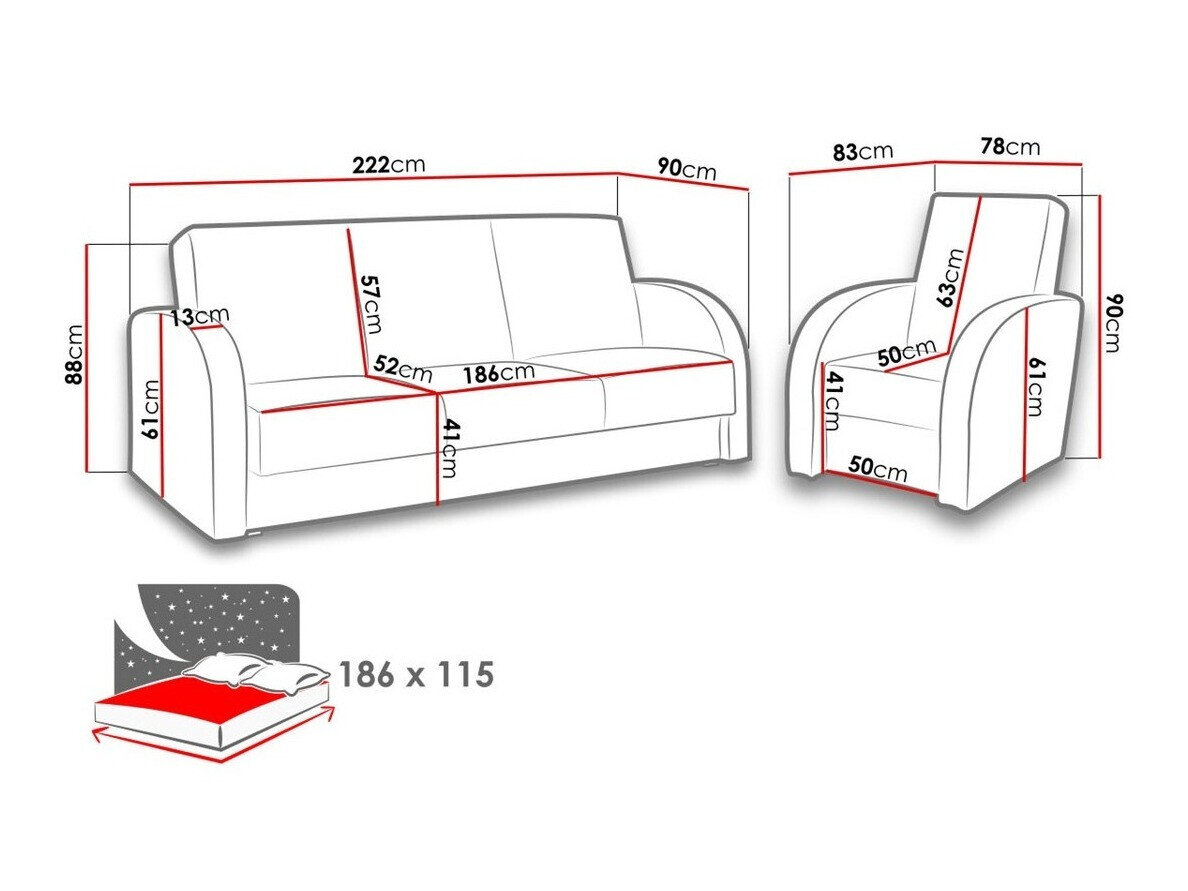 Gestoffeerde meubelset Providence 173 (Soft 066 + Kreta 07)