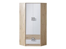 Hoekkledingkast Balvire 103 (Licht eiken + Wit + Grijs)