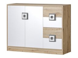 Ladekast Balvire 100 (Licht eiken + Wit + Grijs)