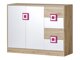 Ladekast Balvire 100 (Licht eiken + Wit + Roze)