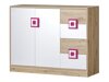 Ladekast Balvire 100 (Licht eiken + Wit + Roze)