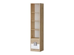 Boekenkast Balvire 107 (Licht eiken + Wit + Grijs)