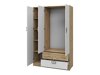 Kledingkast Balvire 104 (Licht eiken + Wit + Grijs)