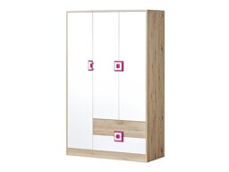 Kledingkast Balvire 104 (Licht eiken + Wit + Roze)