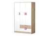 Kledingkast Balvire 104 (Licht eiken + Wit + Roze)