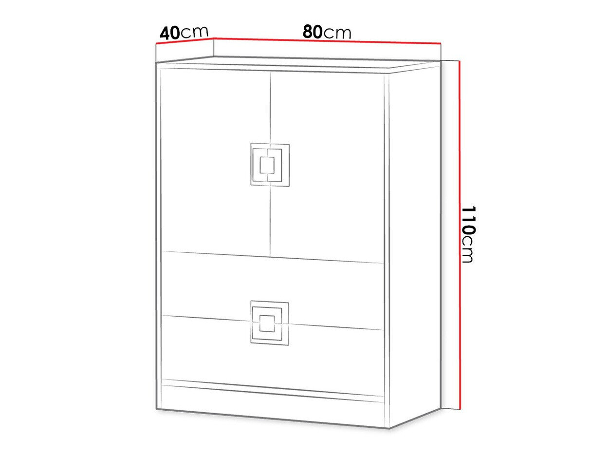 Kommode Balvire 109 (Lys eg + Hvid + Grå)