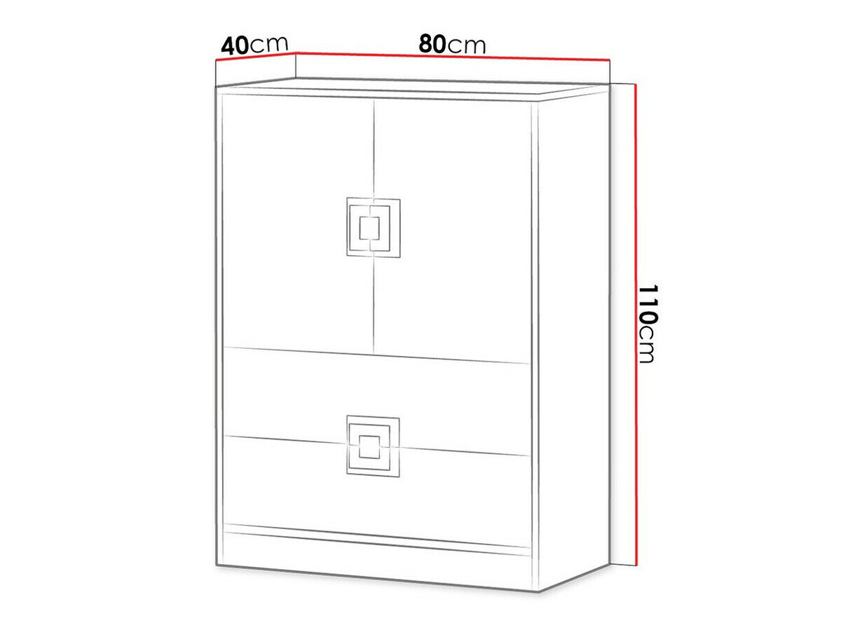 Kommode Balvire 109 (Lys eg + Hvid + Lyserød)