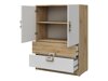 Ladekast Balvire 109 (Licht eiken + Wit + Roze)