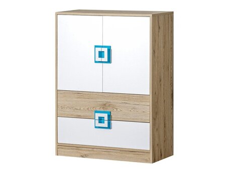 Ladekast Balvire 109 (Licht eiken + Wit + Turquoise)