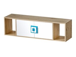 Wandplank Balvire 112 (Licht eiken + Wit + Turquoise)
